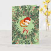 Joy Cat Feestdagen met roze rood Kaart (Gele Bloem)