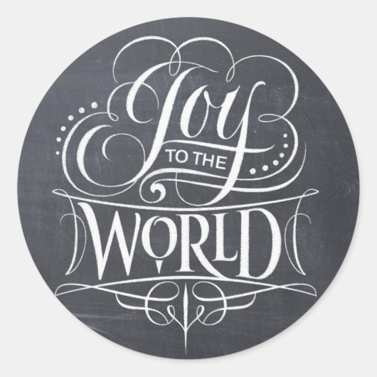 JOY Chalkboard kerstkalligrafie Ronde Sticker (Voorkant)
