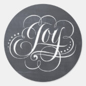 JOY Chalkboard kerstkalligrafie Ronde Sticker (Voorkant)