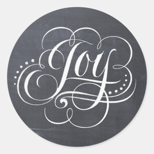JOY Chalkboard kerstkalligrafie Ronde Sticker (Voorkant)