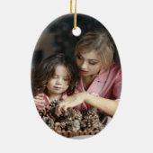 Joy! Chic Minimal Black & Gold kerstfoto Keramisch Ornament (Achterkant)