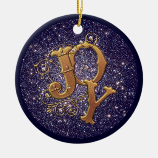 Joy Christelijke kerstversiering Keramisch Ornament (Voorkant)