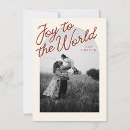 Joy Christian Classic Red Christmas Photo Feestdagenkaart