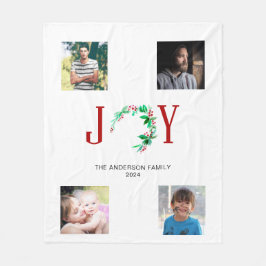 Joy Christmas 4 Fotocollage Familie Afbeeldingen Fleece Deken