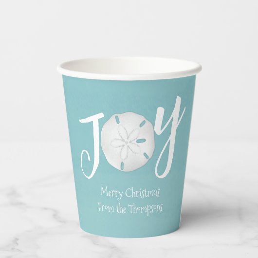Joy Christmas Beach Party Custom Papieren Bekers (Achterkant)
