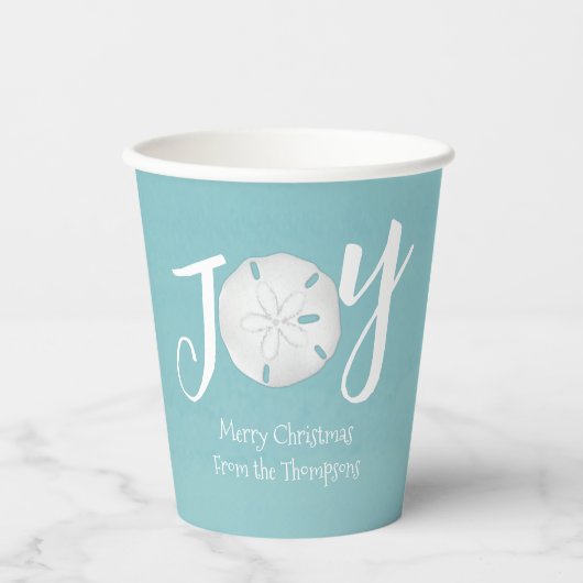 Joy Christmas Beach Party Custom Papieren Bekers (Voorkant)