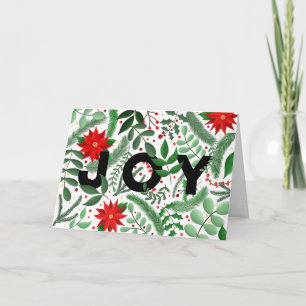 Joy Christmas Botanical (on White) Gevouwen Vakant Kaart