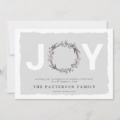 'JOY' Christmas Botanical Wreath Holiday Card Feestdagenkaart (Voorkant)