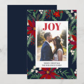 Joy Christmas chique bloemen poinsettia patroon fo Feestdagenkaart (Voorkant / Achterkant)