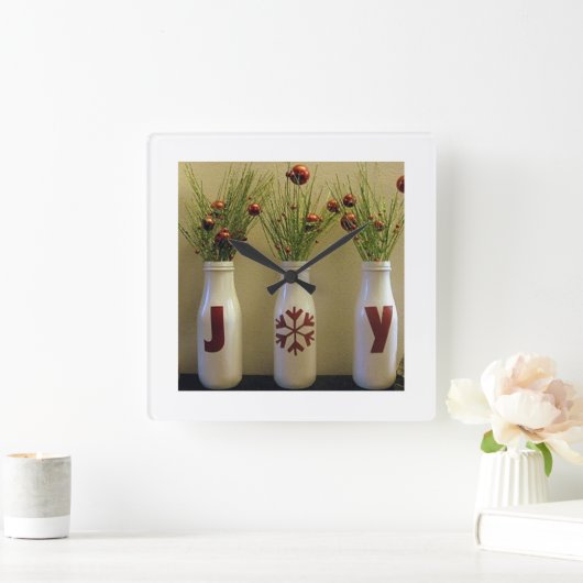 "JOY" CHRISTMAS CLOCK VIERKANTE KLOK (Huis)