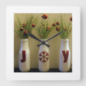 "JOY" CHRISTMAS CLOCK VIERKANTE KLOK (Voorkant)