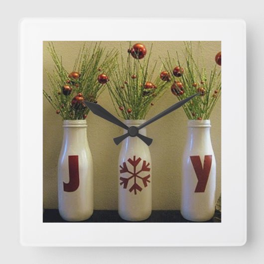 "JOY" CHRISTMAS CLOCK VIERKANTE KLOK (Voorkant)