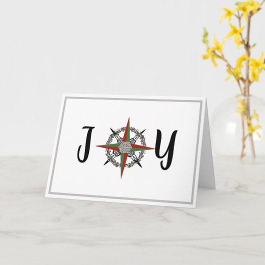 Joy Christmas Compass Roos Kaart (Gele Bloem)