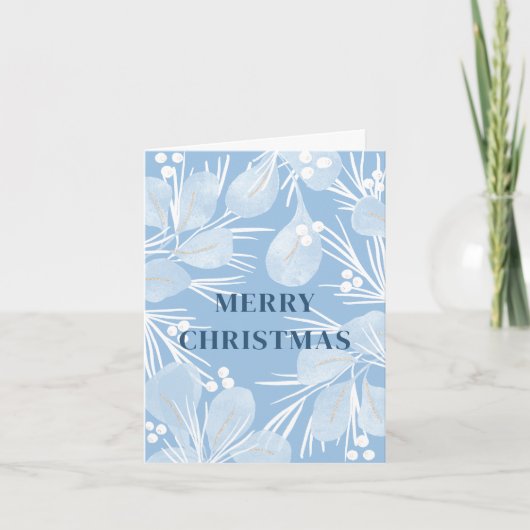 Joy Christmas Design Blauw Feestdagen Kaart (Voorkant)