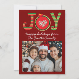 Joy Christmas Family Sneeuwvlokken Patroon Feestdagenkaart