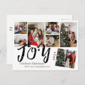 Joy Christmas feestdagen Script Familie Fotocollag (Voorkant / Achterkant)
