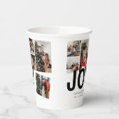Joy Christmas feestdagen Script Familie Fotocollag Papieren Bekers (Links)