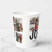 Joy Christmas feestdagen Script Familie Fotocollag Papieren Bekers (Rechts)