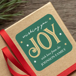 Joy Christmas Feestelijke Typografie Custom Name G Vierkante Sticker
