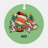 Joy Christmas Fox Metalen Ornament (Voorkant)