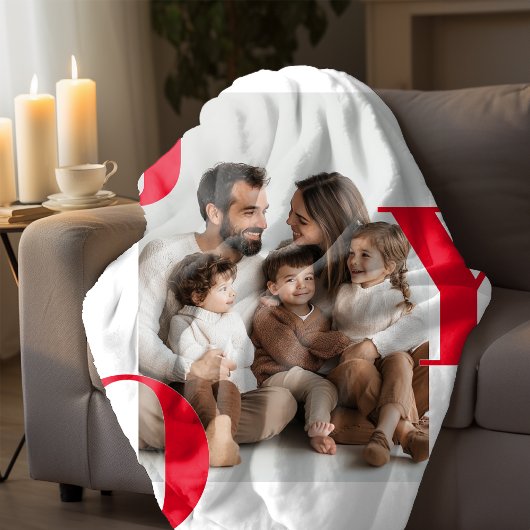 JOY Christmas | Gepersonaliseerde familie fotovaka Fleece Deken