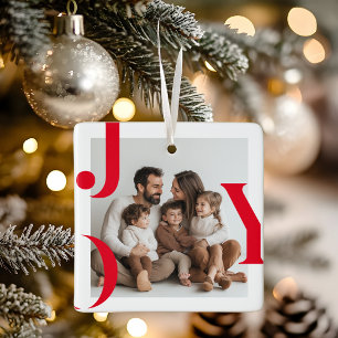 JOY Christmas   Gepersonaliseerde familiefoto Keramisch Ornament
