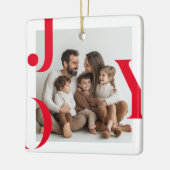 JOY Christmas | Gepersonaliseerde familiefoto Keramisch Ornament (Links)
