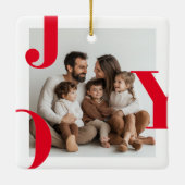 JOY Christmas | Gepersonaliseerde familiefoto Keramisch Ornament (Achterkant)