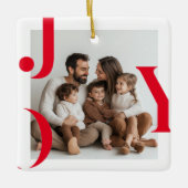 JOY Christmas | Gepersonaliseerde familiefoto Keramisch Ornament (Voorkant)