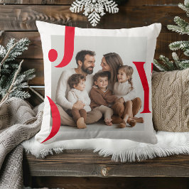 JOY Christmas | Gepersonaliseerde familiefoto Kussen