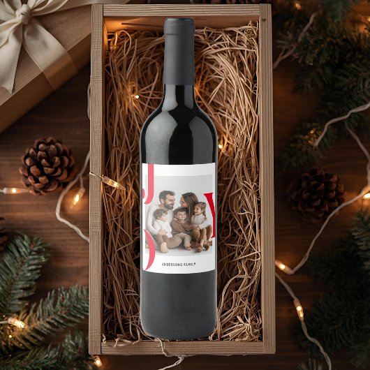 JOY Christmas | Gepersonaliseerde Vakantiefoto Cad Wijn Etiket