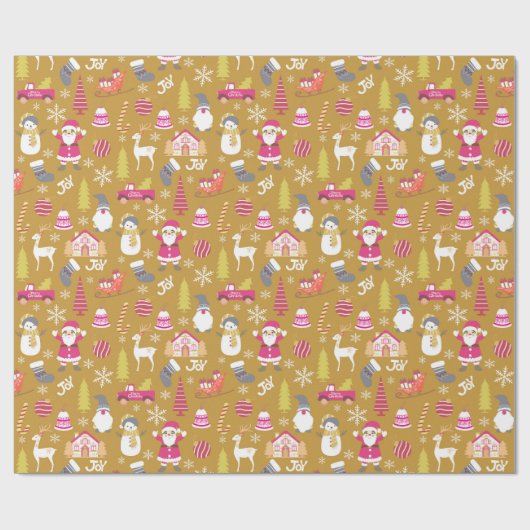 Joy Christmas Gold Cadeaupapier (Vlak)