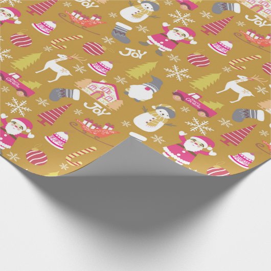 Joy Christmas Gold Cadeaupapier (Hoek)