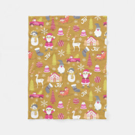 Joy Christmas Gold Fleece Deken
