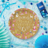 Joy Christmas Gold Papieren Bordje (Feest)