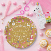 Joy Christmas Gold Papieren Bordje (Feest)