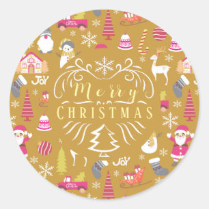 Joy Christmas Gold Ronde Sticker