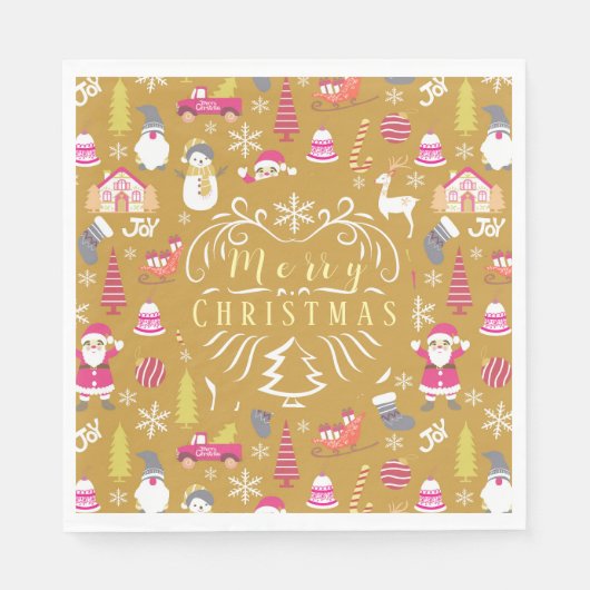 Joy Christmas Gold Servet (Voorkant)