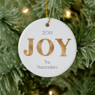 Joy Christmas Gold Typography Foto Keramisch Ornament
