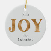 Joy Christmas Gold Typography Foto Keramisch Ornament (Voorkant)