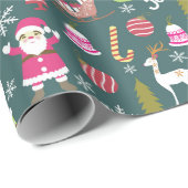 Joy Christmas Green Cadeaupapier (Rol Hoek)
