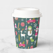 Joy Christmas Green Papieren Bekers (Rechts)