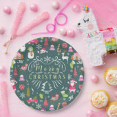 Joy Christmas Green Papieren Bordje (Feest)