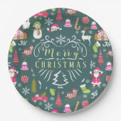 Joy Christmas Green Papieren Bordje (Voorkant)