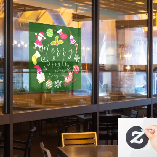 Joy Christmas Green Raamsticker (Restaurant Raam)