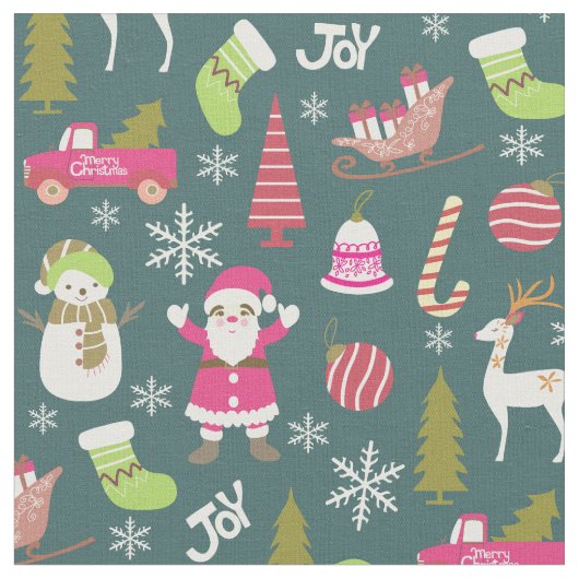Joy Christmas Green Stof (Close Up)