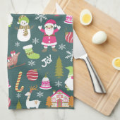 Joy Christmas Green Theedoek (Quarter Fold)
