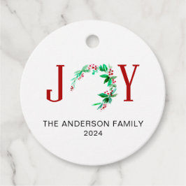Joy Christmas Half krans vakantie Waterverf Bedankjes Labels