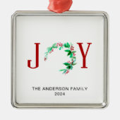 Joy Christmas Half krans vakantie Waterverf Metalen Ornament (Voorkant)