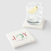 Joy Christmas Half krans vakantie Waterverf Stenen Onderzetter (Zijkant)